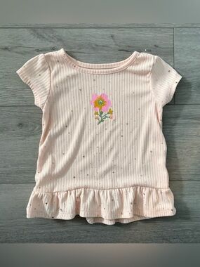 Nannette Light Pink Floral Ruffle Hem Tee. Girls size 6